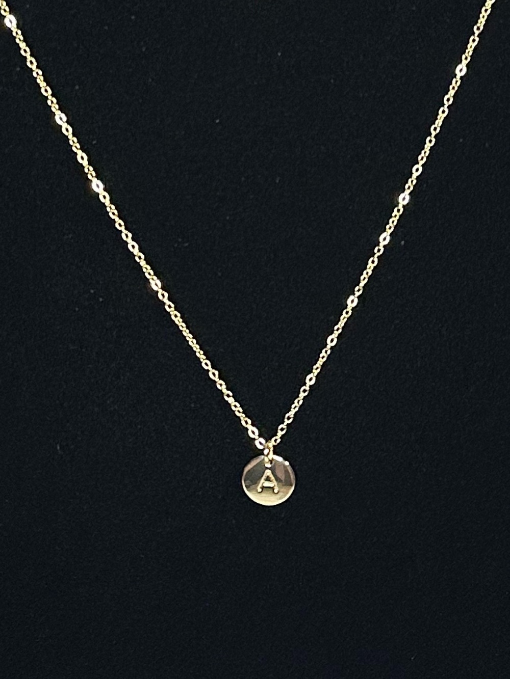 Gold Plated Initial “A” Round Pendant With Necklace/Chain Dainty Minimalist